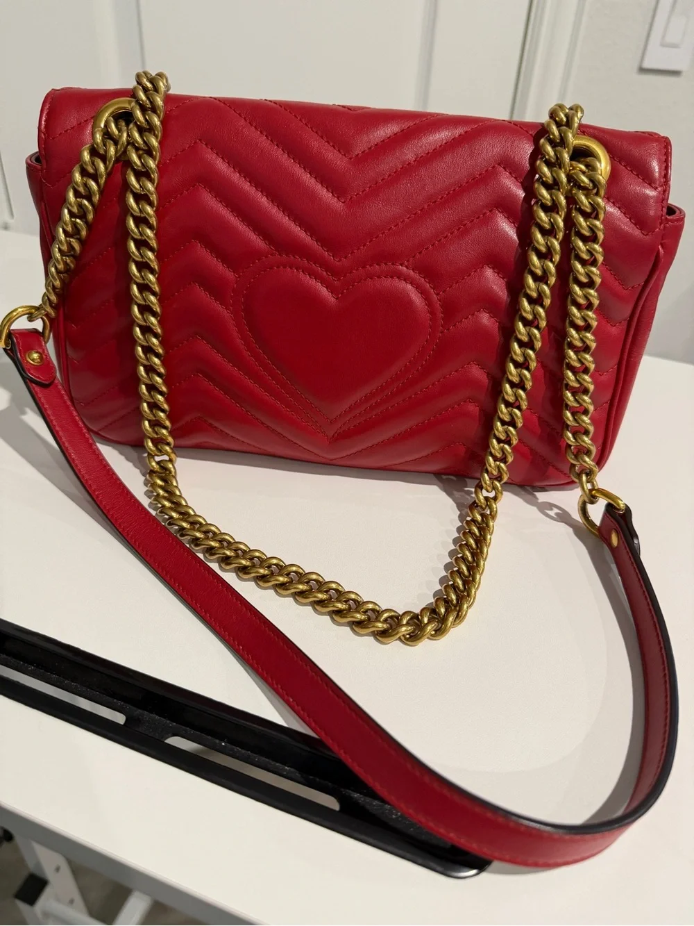 Gucci GG Marmont Small Matelassé Shoulder Bag – Red Leather